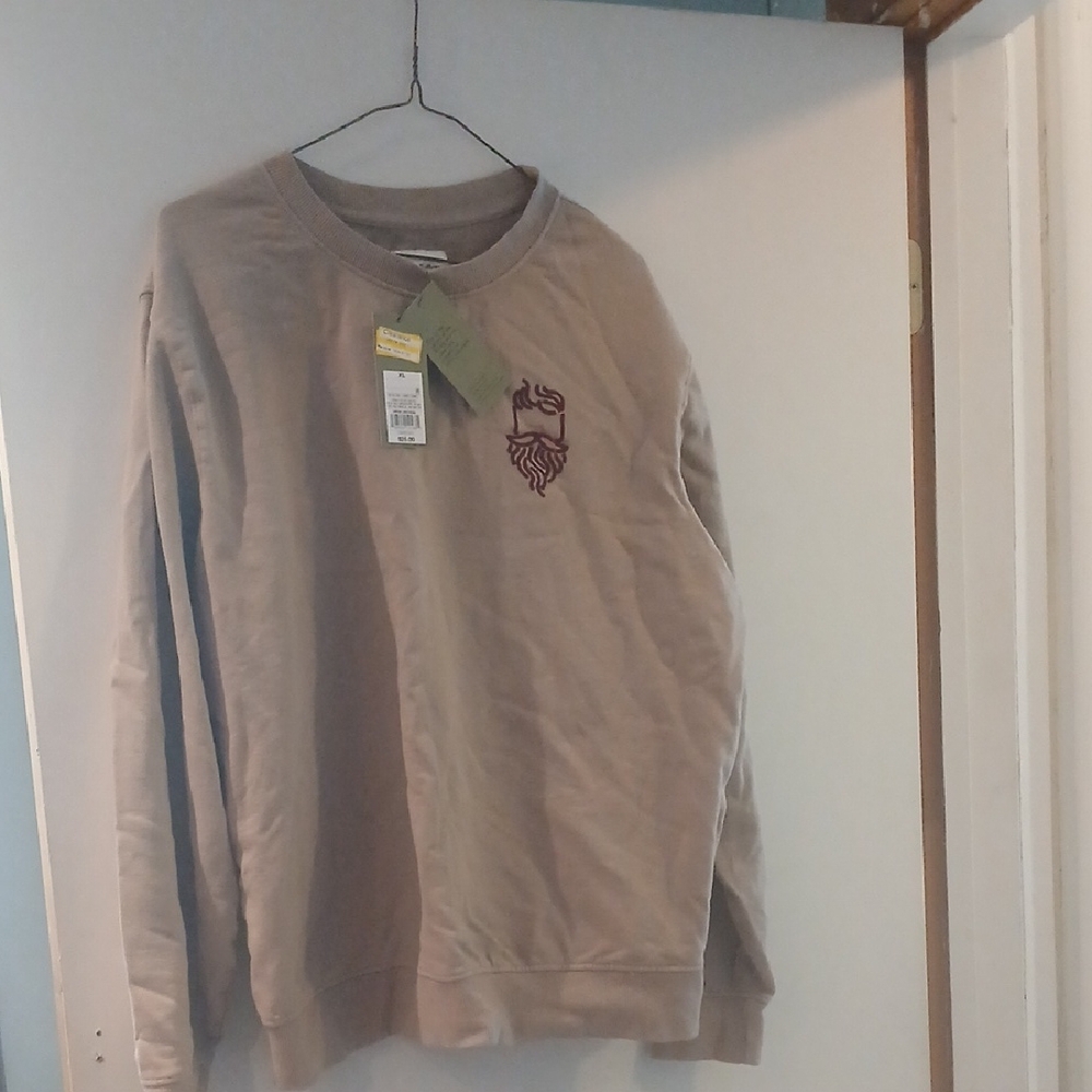 Goodfellow Tan Sweatshirt with Embroidered Beardman Logo